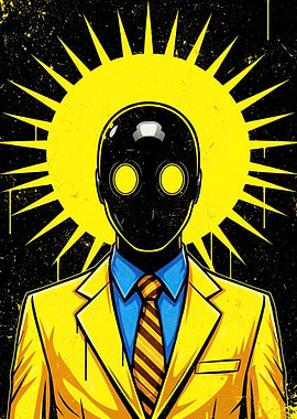 Man in Yellow Suit with Sun Background
