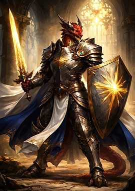 Dragon Knight with Sword and Shield