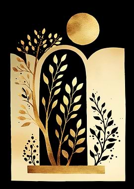 Golden Abstract Botanical Arch