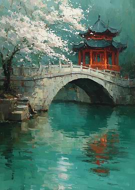 Pagoda Bridge Over Water