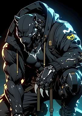 Cyberpunk Panther Warrior