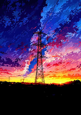 Electric Tower at Sunset