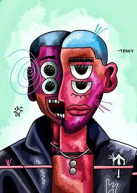 Abstract Portrait with Dual Faces