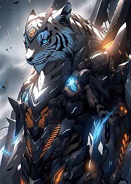 Cyberpunk Tiger Warrior