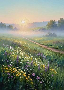 Sunrise over a Wildflower Meadow