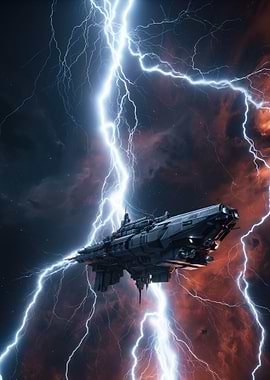 Spaceship in a Lightning Storm