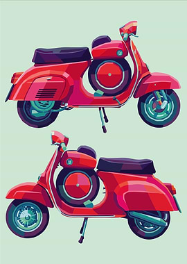 Two Red Scooters