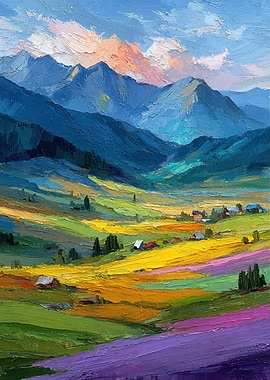 Impressionist Valley Landscape Painting