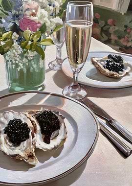 Champagne and Oysters with Caviar