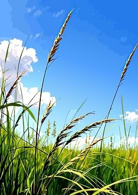 Grasses against a blue sky
