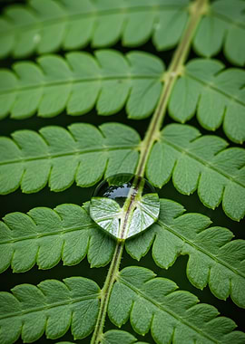Water droplet on a fern leaf