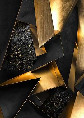 Abstract Geometric Gold and Black Art