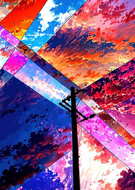 Geometric Sky with Telephone Pole