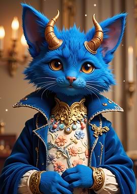 Blue Cat Character Portrait