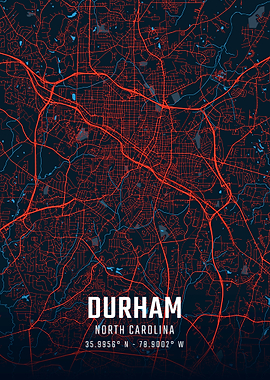 Durham North Carolina City Map