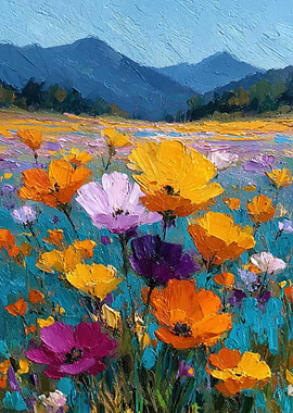 Vibrant Wildflower Field Painting