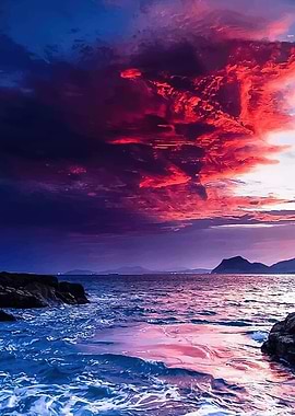 Dramatic Sunset Over Ocean