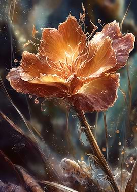 Glowing Orange Flower with Tiger Cub