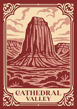 Cathedral Valley Vintage Poster