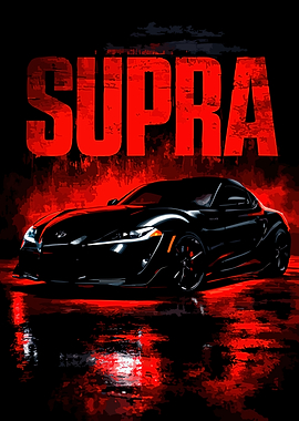 Black Supra Car with Red Accents