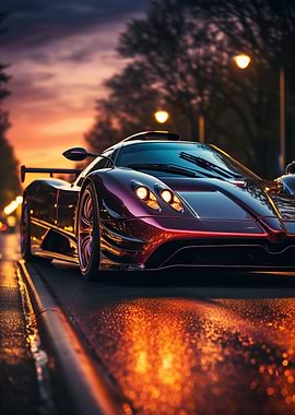 Luxury Sports Car at Dusk