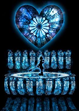 Sora in a Heart-Shaped Stained Glass Window