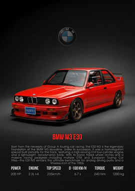 Red BMW M3 E30