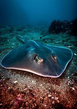 Underwater Stingray on Sandy Seabed