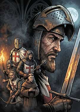 Knights Templar in Gothic Setting