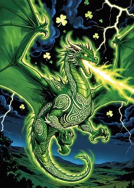 Green Dragon Breathing Fire