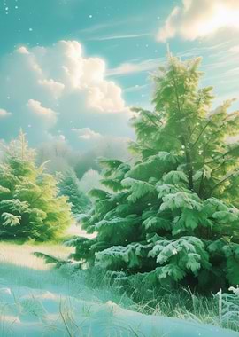 Snowy Pine Forest Landscape