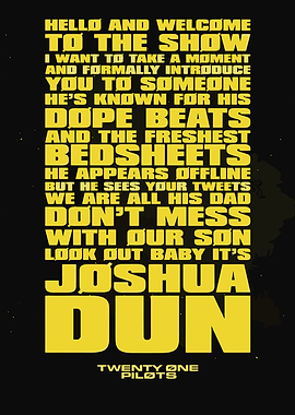 Twenty One Pilots Joshua Dun Text Art