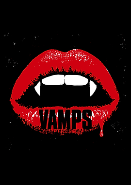 Vampire Lips with Fangs and Text