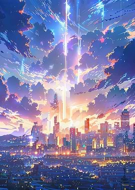 Futuristic Cityscape at Sunset
