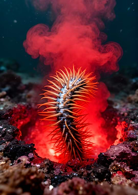 Sea Creature Emitting Red Smoke