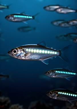 Bioluminescent Fish School