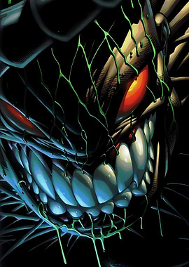 Scary Monster Face with Glowing Eyes