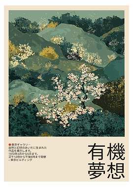 Japanese Cherry Blossom Landscape Poster
