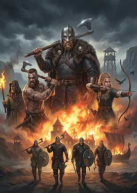 Viking Warriors in Battle