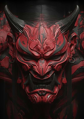 Red Oni Mask with Horns