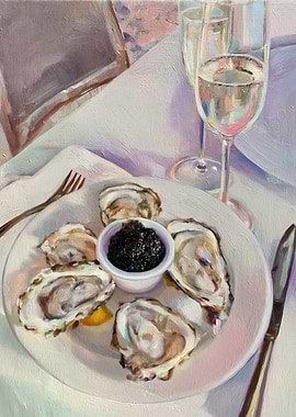 Oysters and Caviar with Champagne