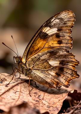 Butterfly on a dry leaf