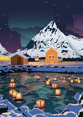 Winter Lantern Festival in Snowy Mountains