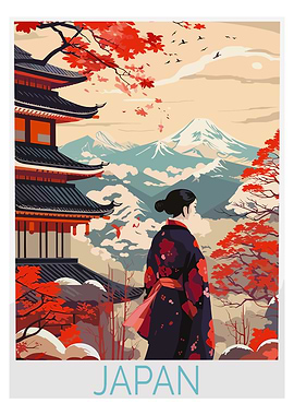 Japanese Woman and Mount Fuji
