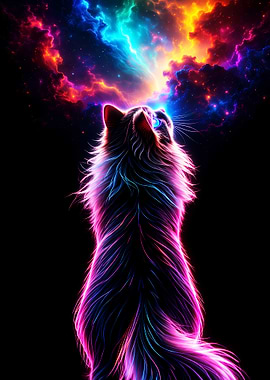 Neon Cosmic Cat