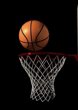 Basketball going into hoop