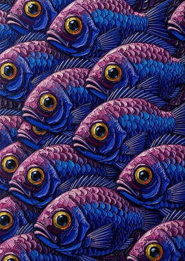 Close-up of Purple and Blue Fish