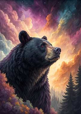 Bear in a Colorful Sky