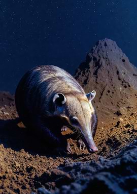 Anteater in a Starry Night Landscape
