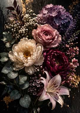 Elegant Floral Arrangement with Water Droplets